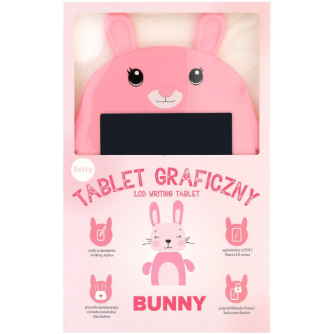 Rašymo - piešimo lentelė vaikiška rožinė Setty Bunny